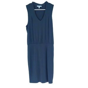 Banana Republic Womens V-Neck Blouson Sleeveless Pencil Knit Dress Green Blue Si